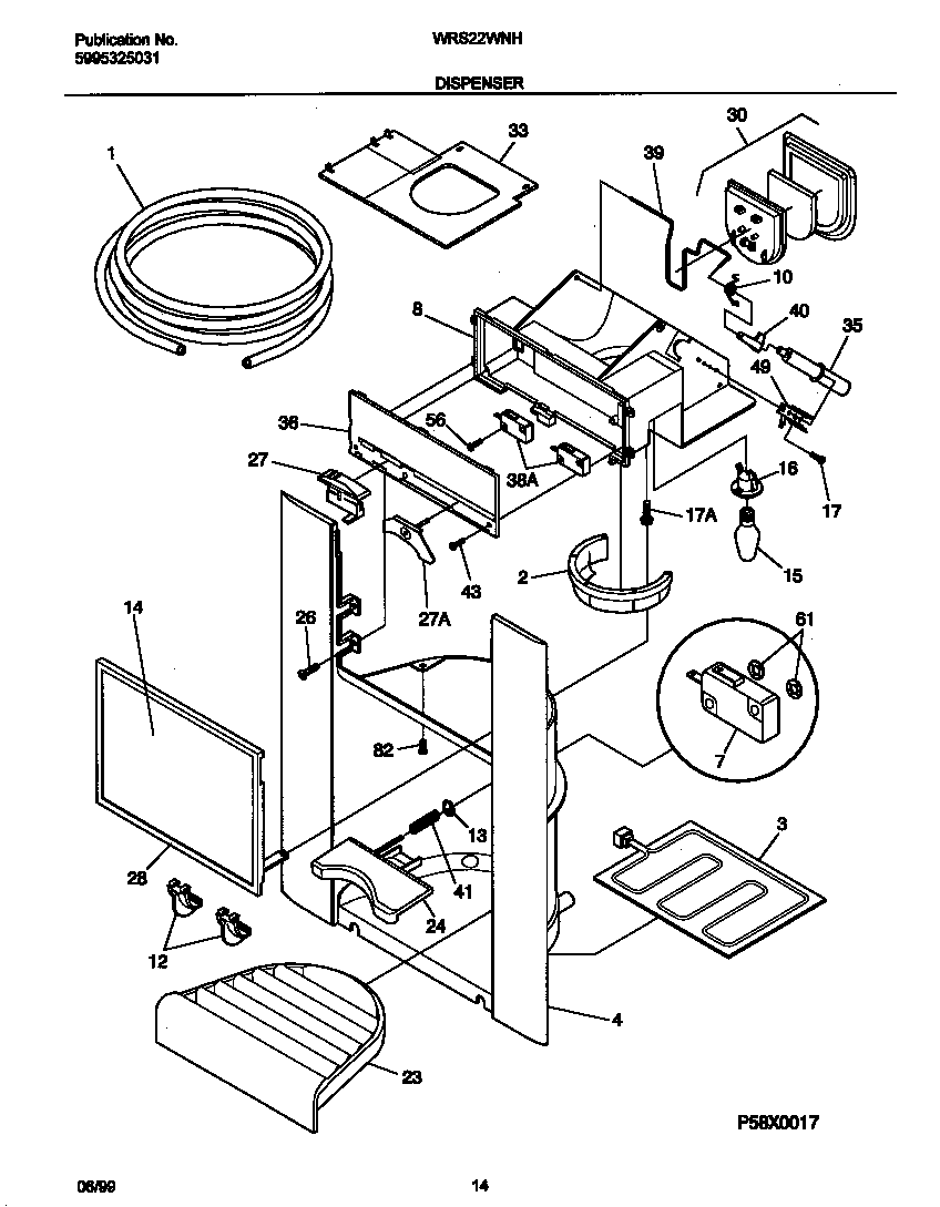 White-Westinghouse WRS22WNHD0 ice dispenser diagram