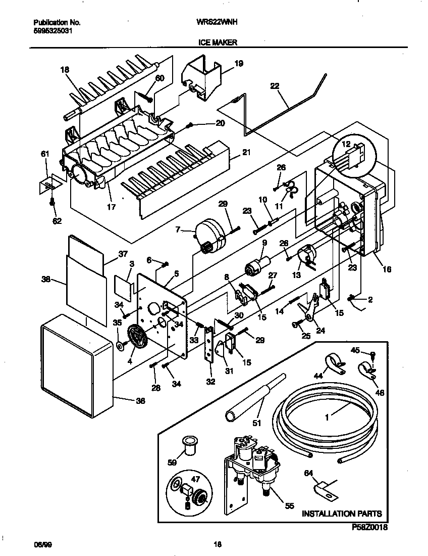 White-Westinghouse WRS22WNHD0 ice maker diagram