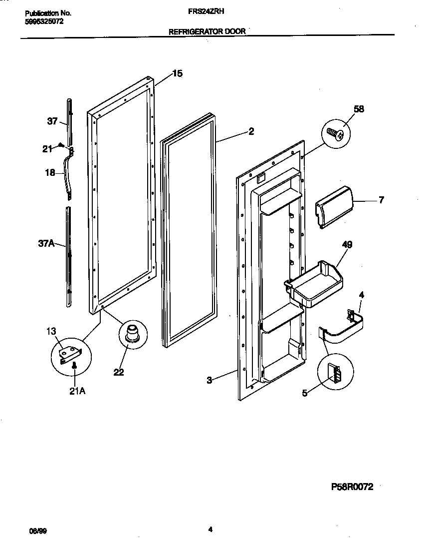 Frigidaire FRS24ZRHD1 refr door diagram