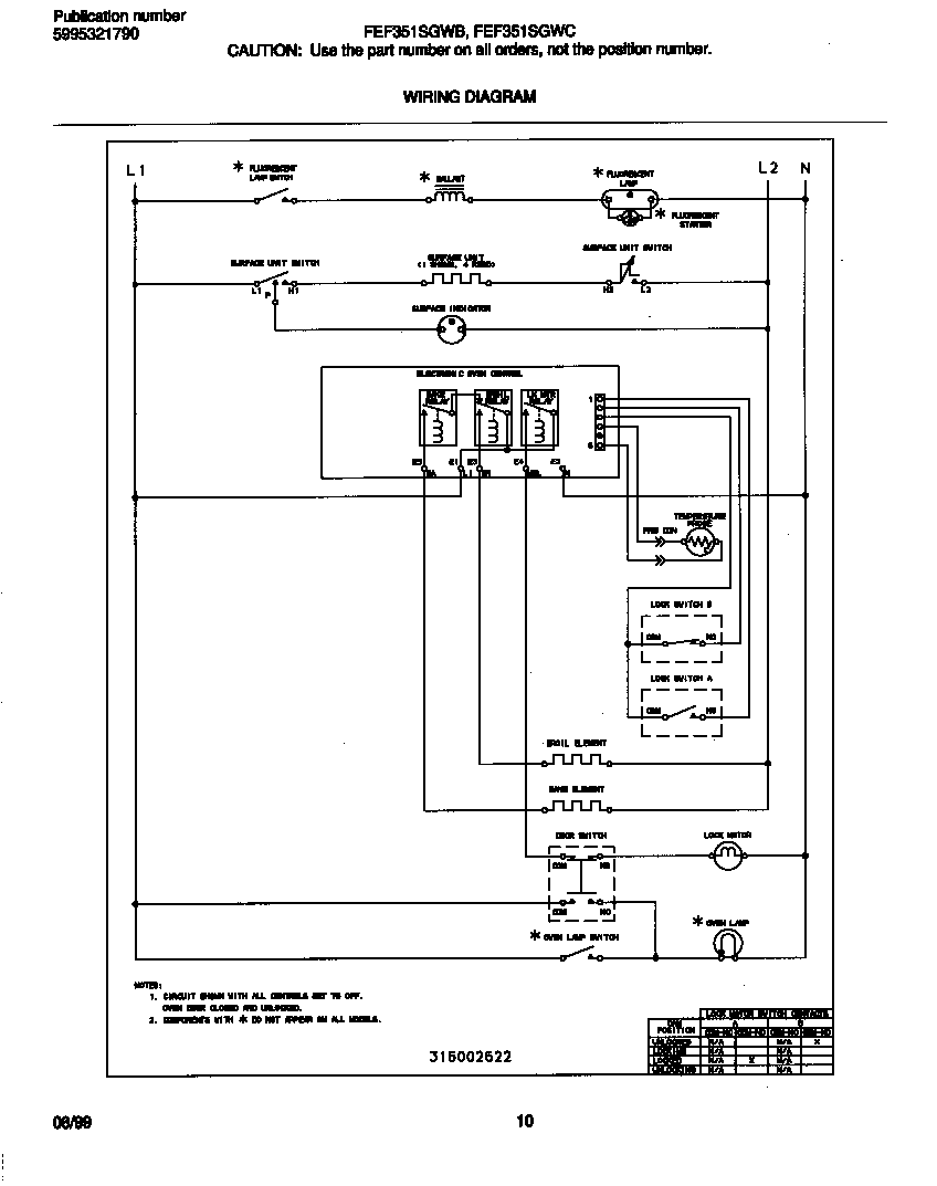 Frigidaire FEF351SGWC wiring diagram diagram