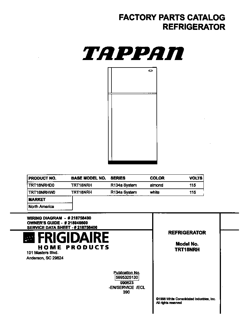 Frigidaire TRT18NRHW0 cover diagram