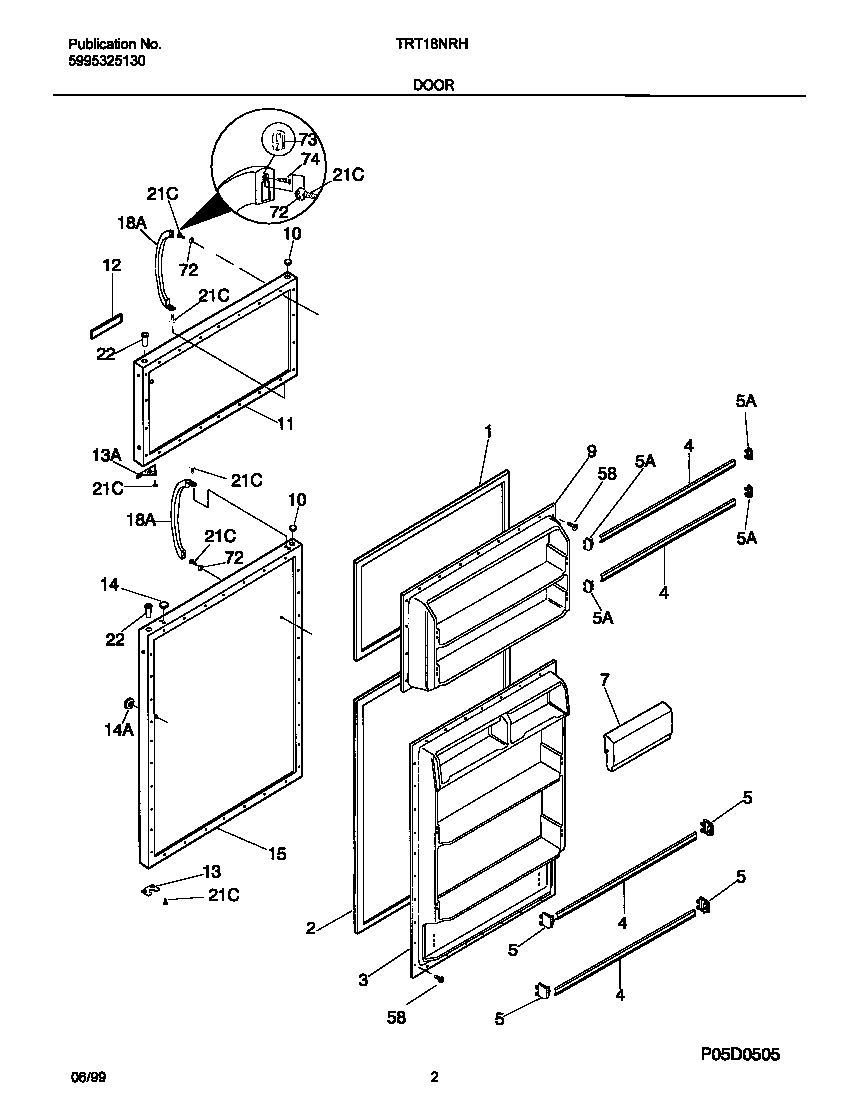Frigidaire TRT18NRHW0 doors diagram