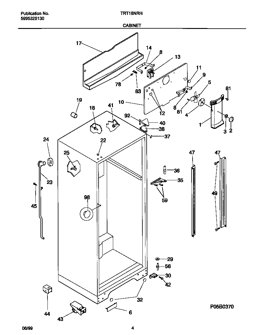 Frigidaire TRT18NRHW0 cabinet diagram