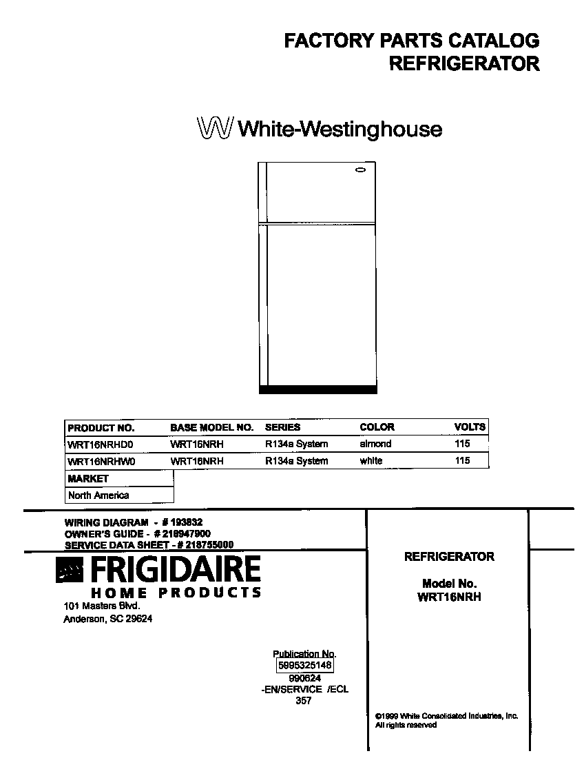 White-Westinghouse WRT16NRHD0 cover diagram