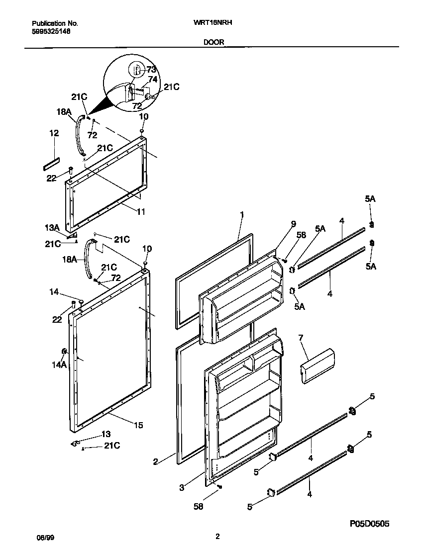 White-Westinghouse WRT16NRHD0 doors diagram