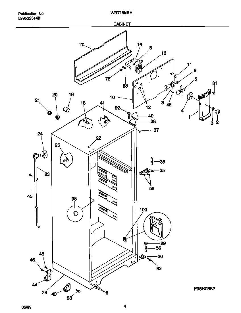 White-Westinghouse WRT16NRHD0 cabinet diagram