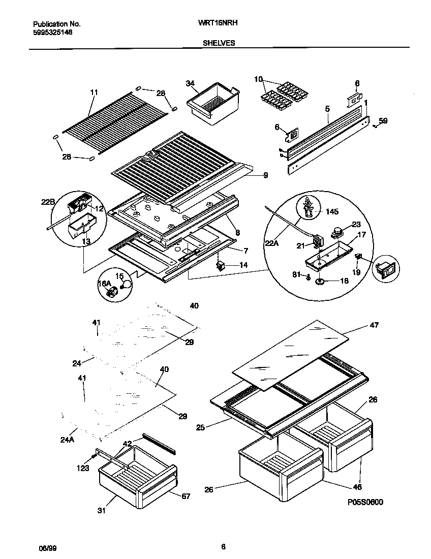 White-Westinghouse WRT16NRHD0 shelves diagram