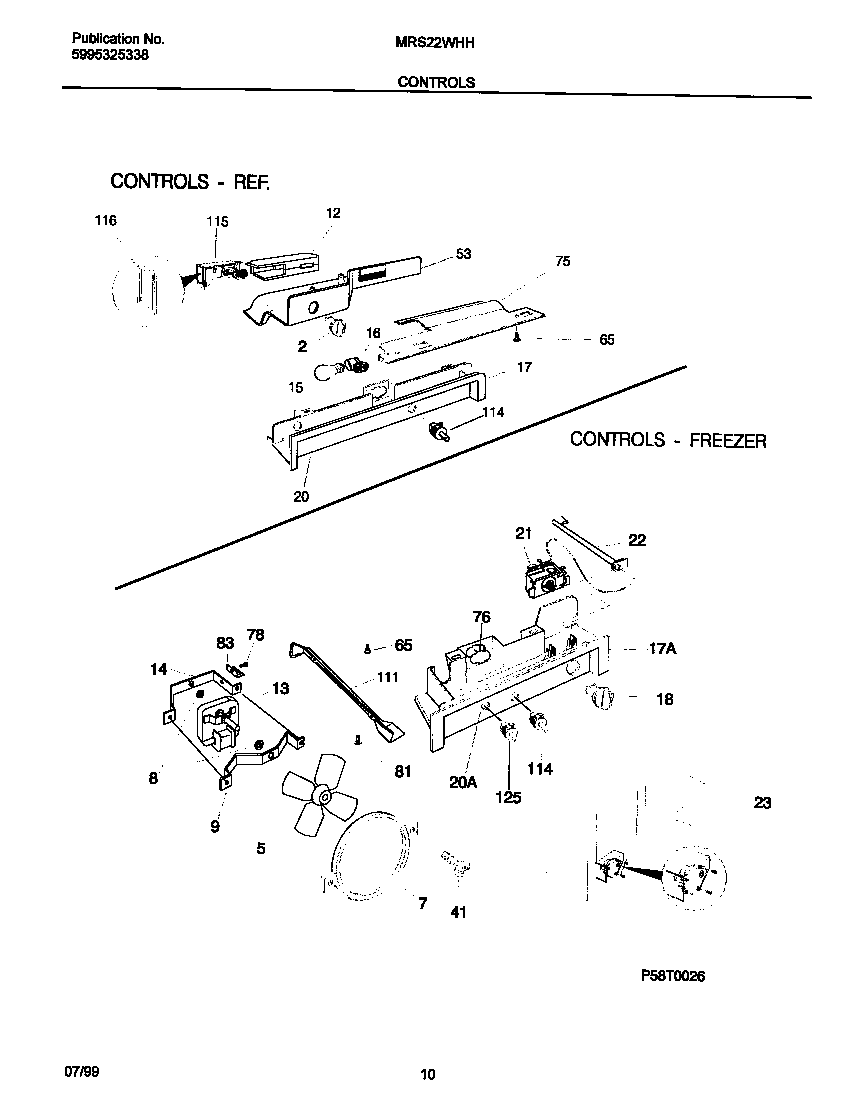Universal/Multiflex (Frigidaire) MRS22WHHW1 controls diagram