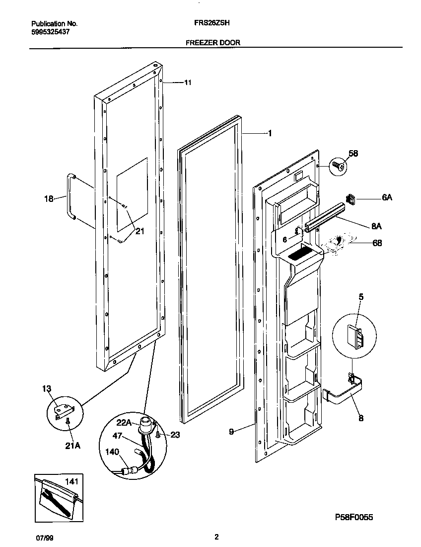 Frigidaire FRS26ZSHW1 frzr door diagram