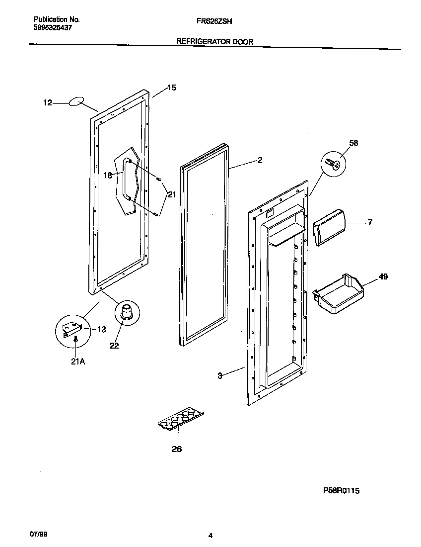 Frigidaire FRS26ZSHW1 refr door diagram