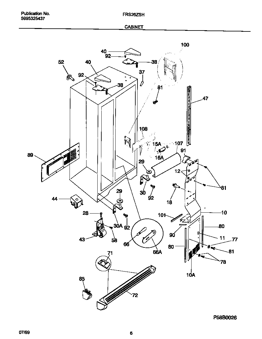 Frigidaire FRS26ZSHW1 cabinet diagram