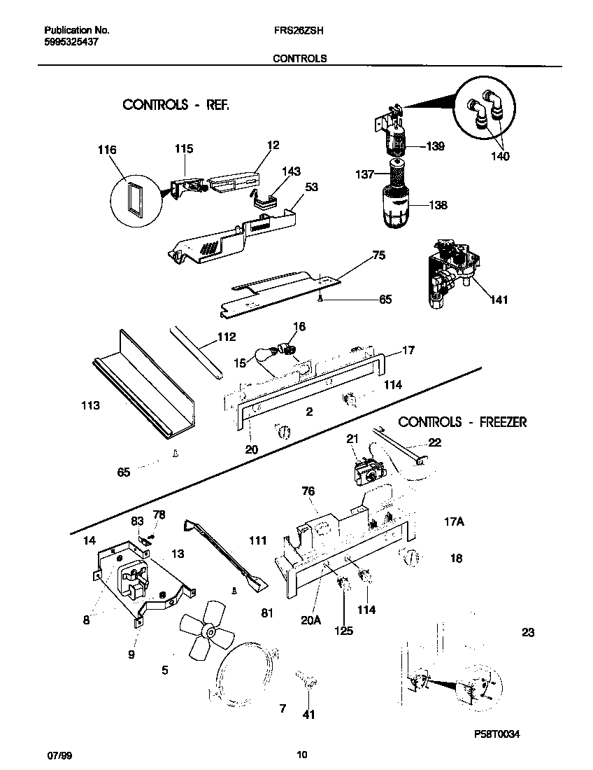 Frigidaire FRS26ZSHW1 controls diagram