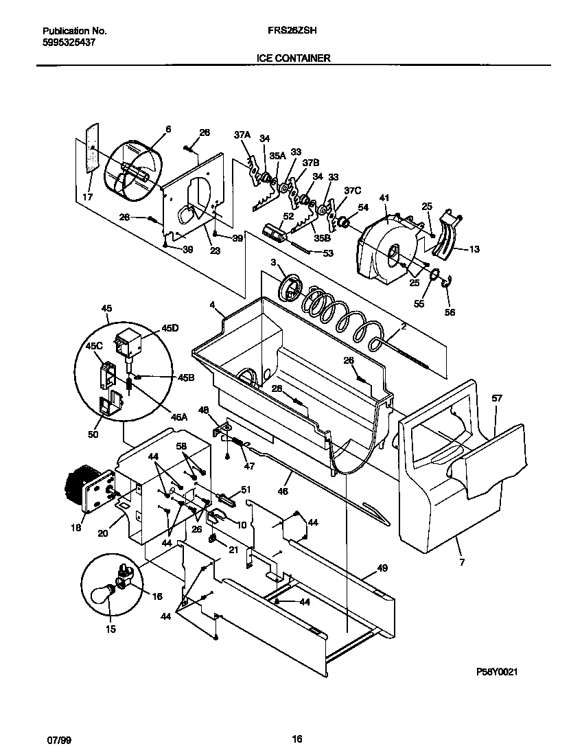Frigidaire FRS26ZSHW1 ice container diagram