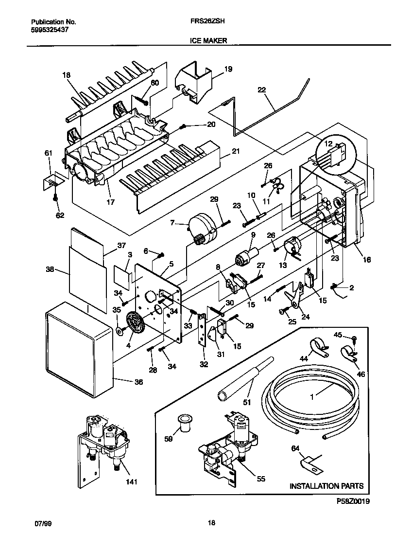 Frigidaire FRS26ZSHW1 ice maker diagram
