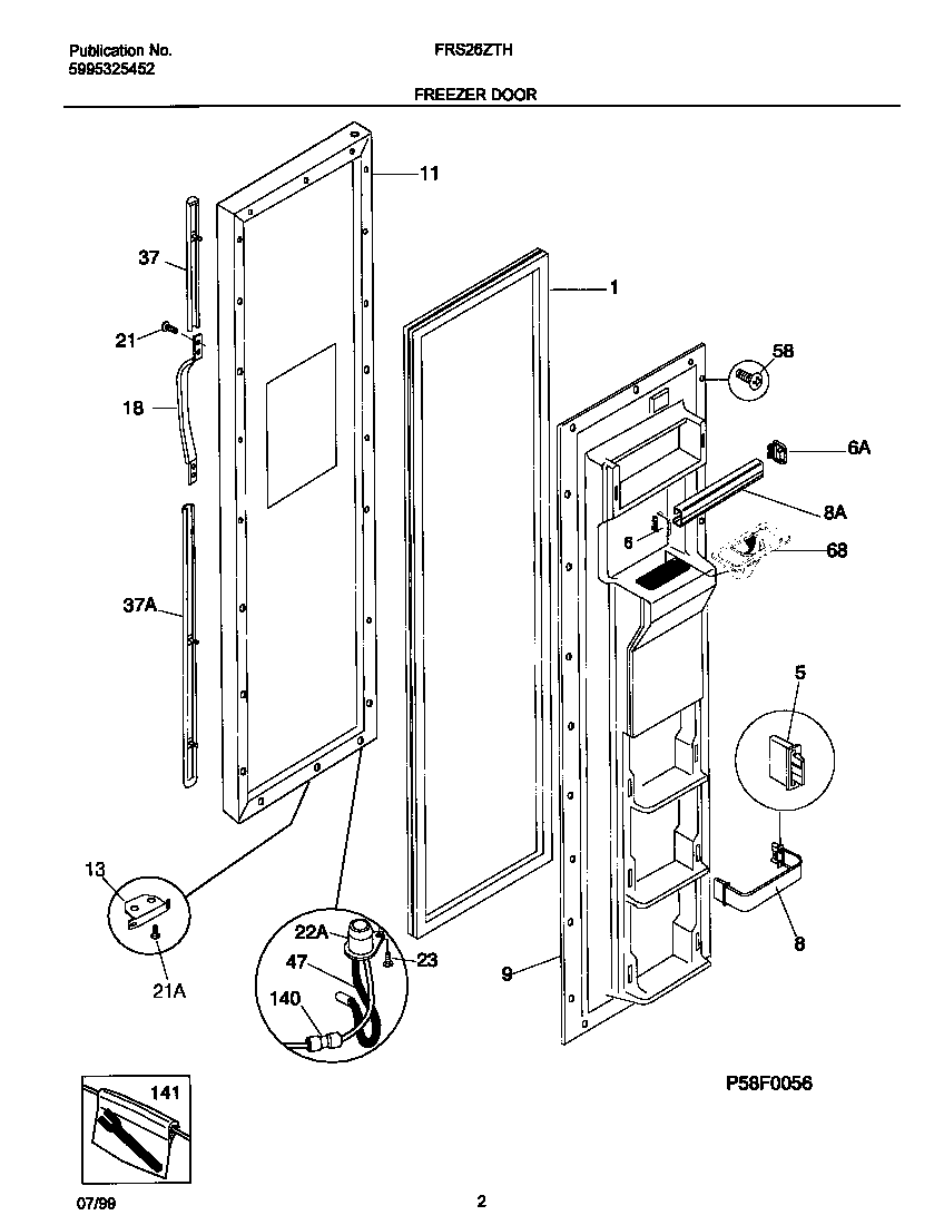 Frigidaire FRS26ZTHB1 frzr door diagram