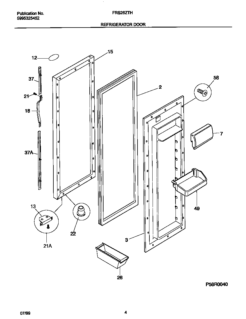 Frigidaire FRS26ZTHB1 refr door diagram