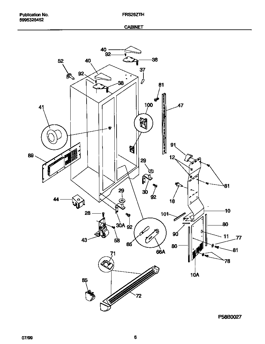 Frigidaire FRS26ZTHB1 cabinet diagram