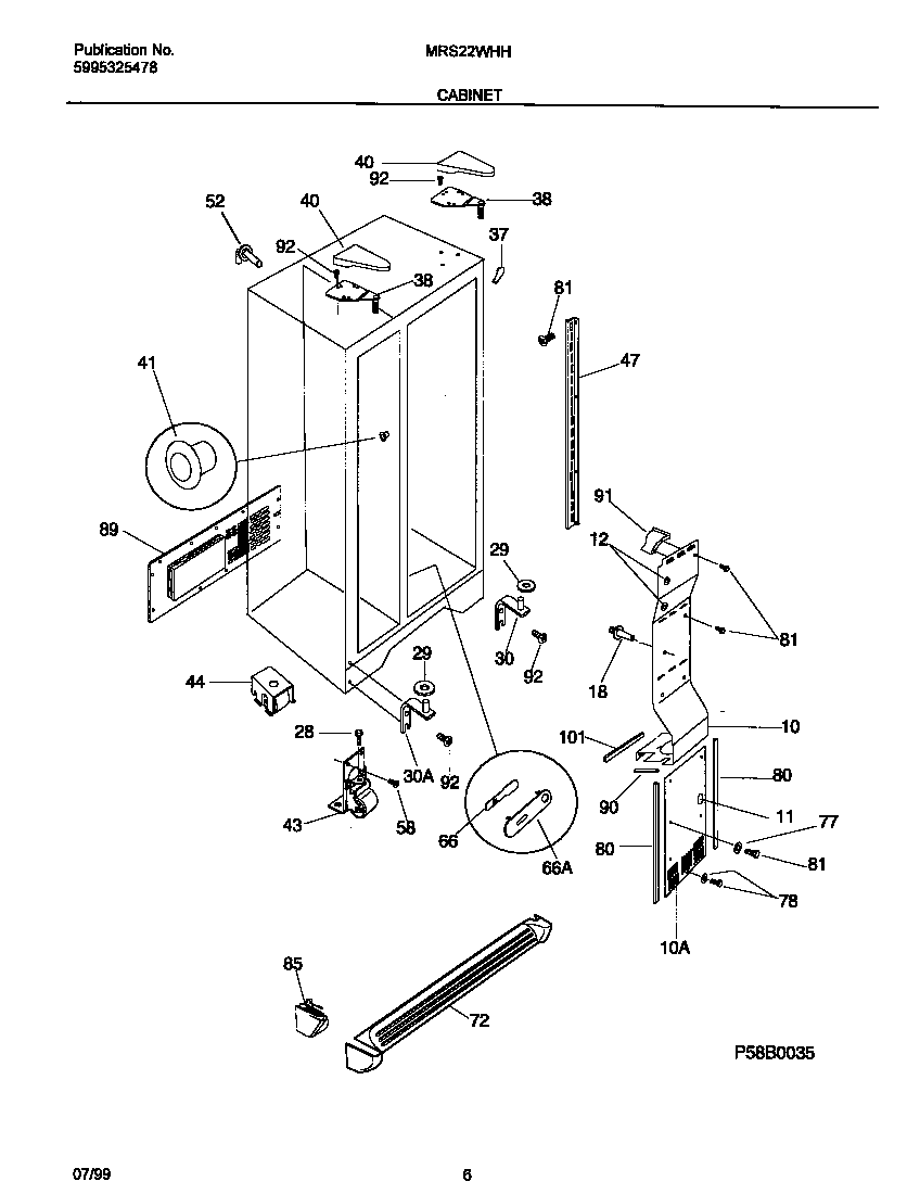 Universal/Multiflex (Frigidaire) MRS22WHHD0 cabinet diagram