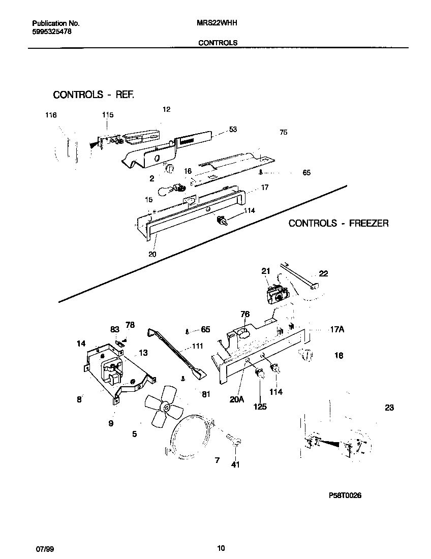 Universal/Multiflex (Frigidaire) MRS22WHHD0 controls diagram