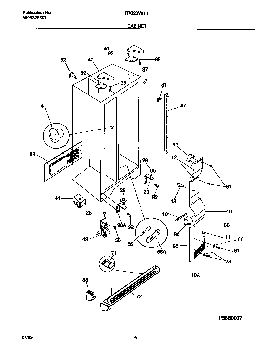 Tappan TRS20WRHW1 cabinet diagram