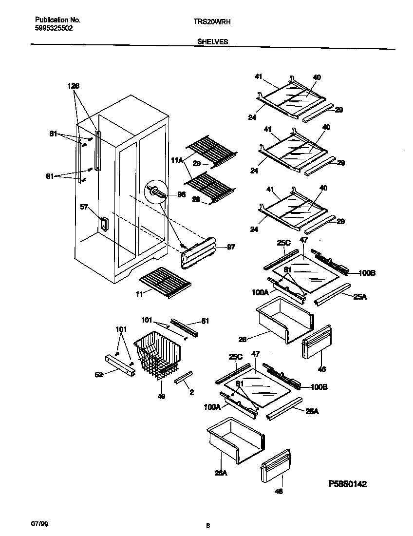 Tappan TRS20WRHW1 shelves diagram