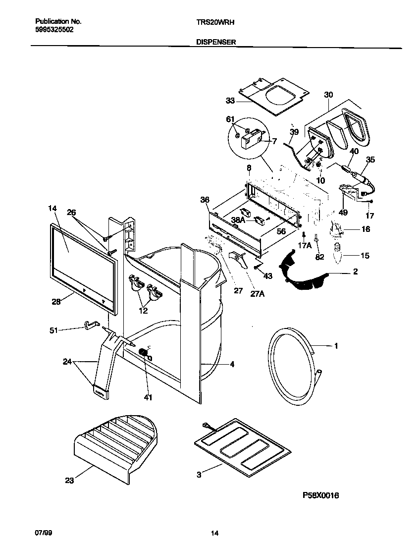 Tappan TRS20WRHW1 ice dispenser diagram