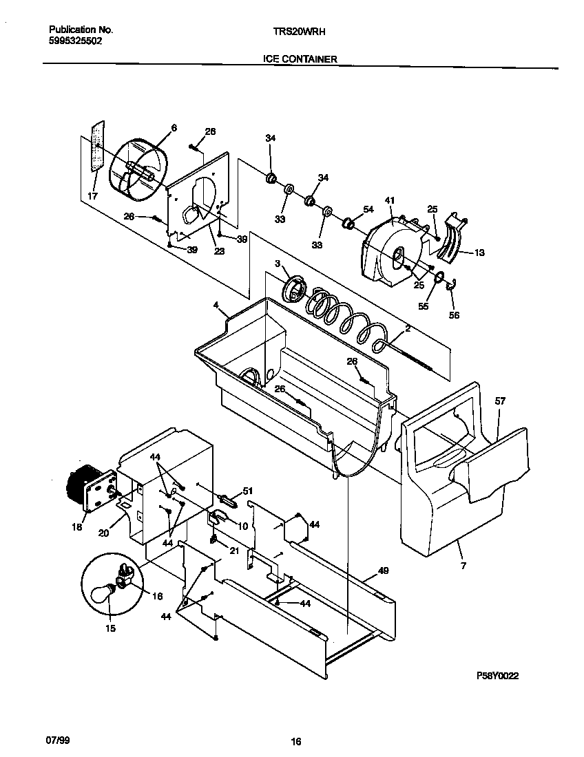Tappan TRS20WRHW1 ice container diagram