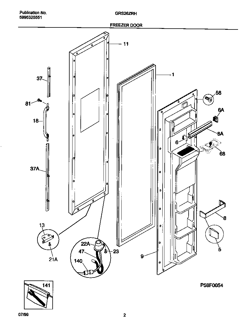 Gibson GRS26ZRHW1 frzr door diagram
