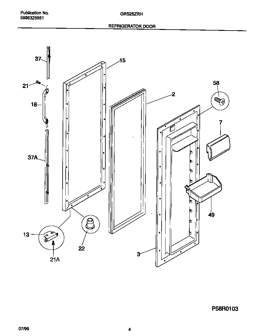 Gibson GRS26ZRHW1 refr door diagram
