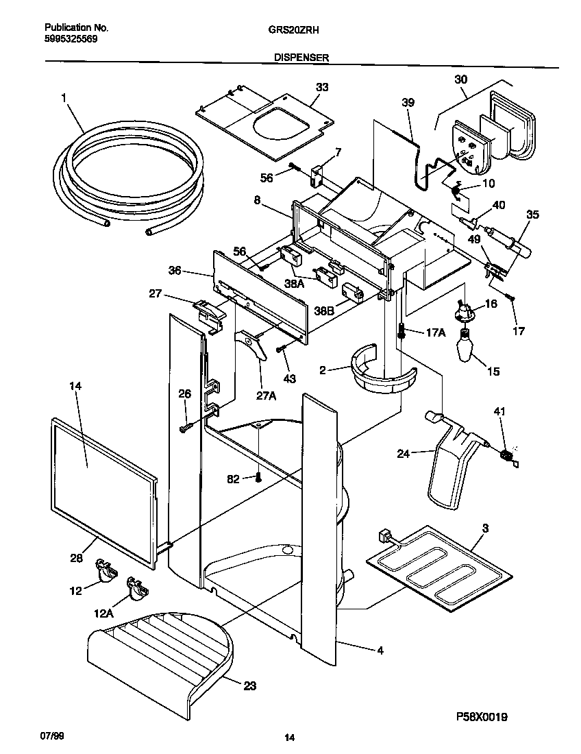 Gibson GRS20ZRHW1 ice dispenser diagram