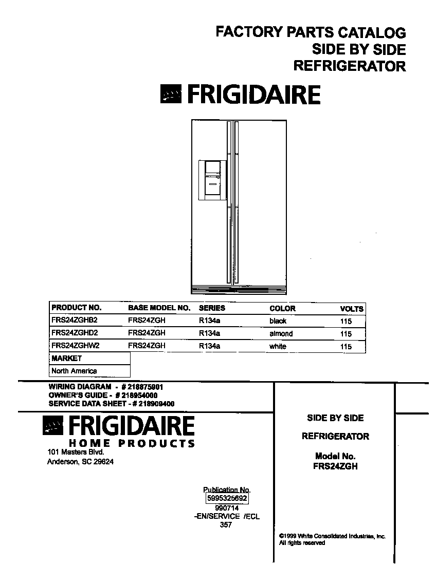 Frigidaire FRS24ZGHB2 cover diagram