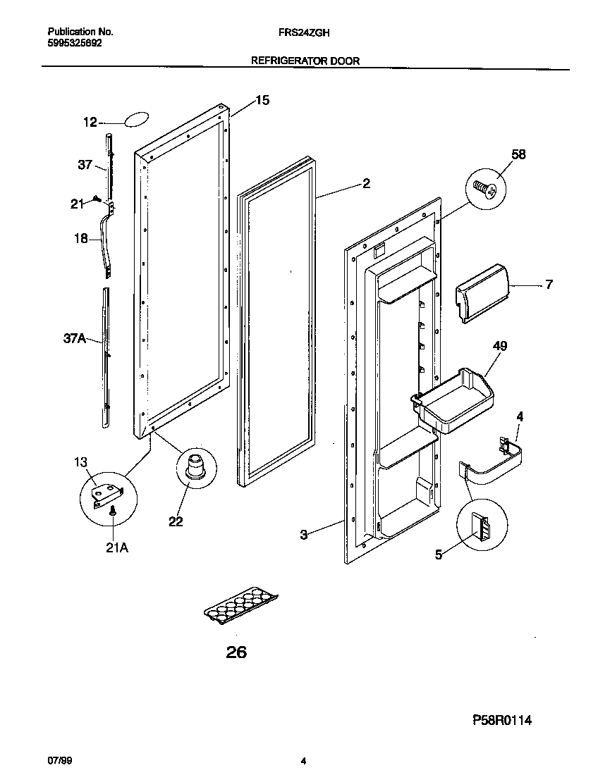 Frigidaire FRS24ZGHB2 refr door diagram