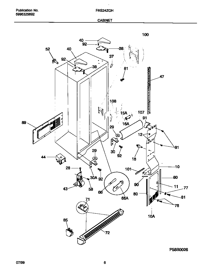 Frigidaire FRS24ZGHB2 cabinet diagram