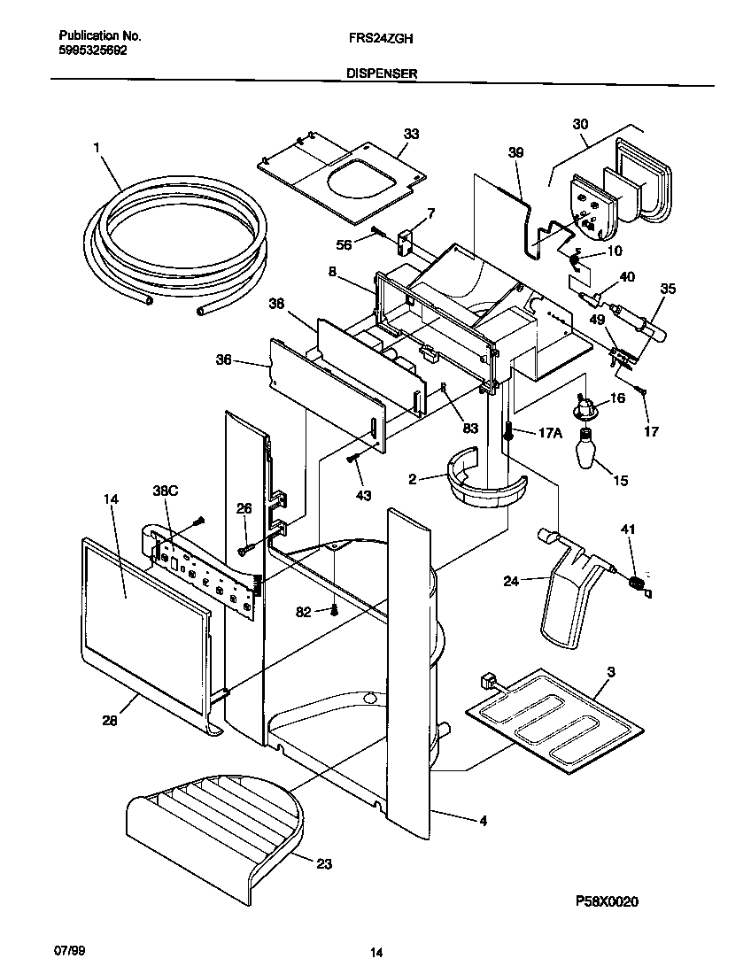 Frigidaire FRS24ZGHB2 ice dispenser diagram