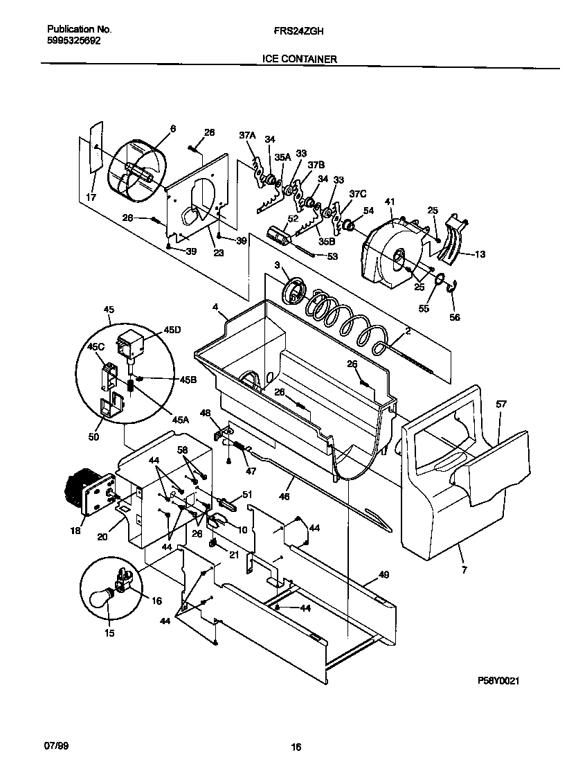 Frigidaire FRS24ZGHB2 ice container diagram