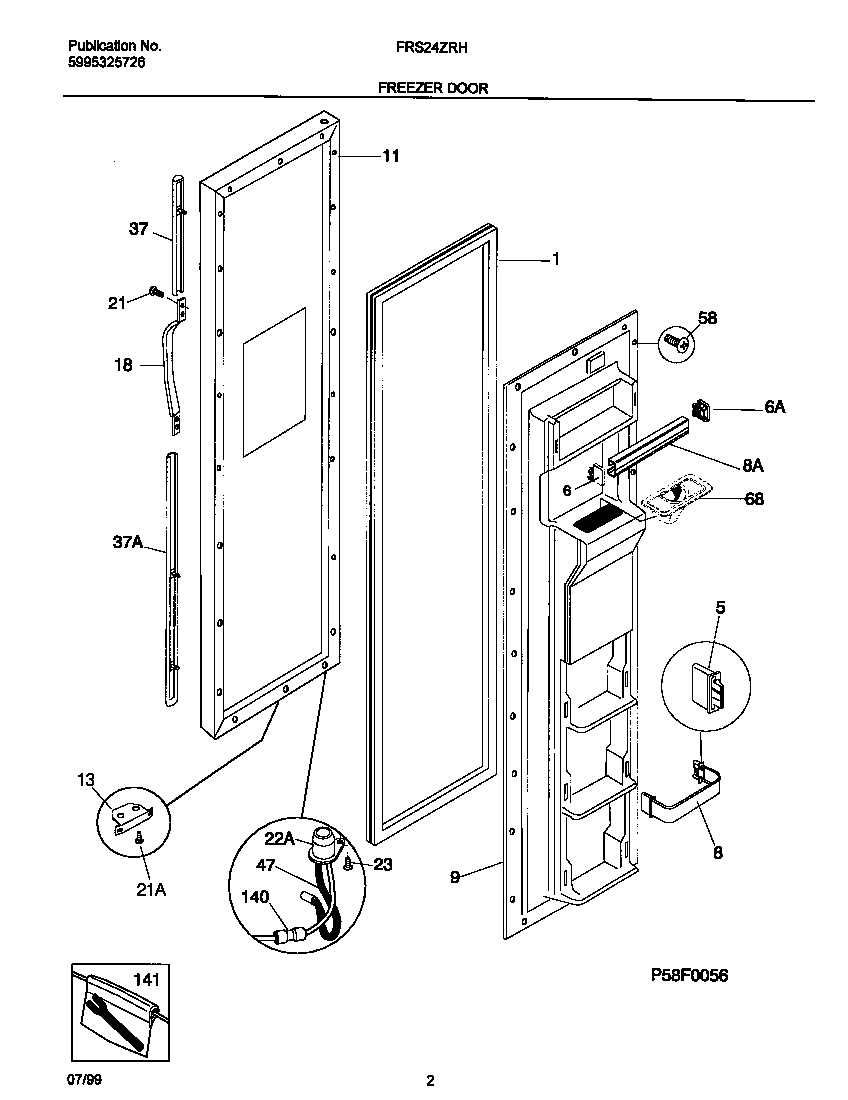 Frigidaire FRS24ZRHB2 frzr door diagram