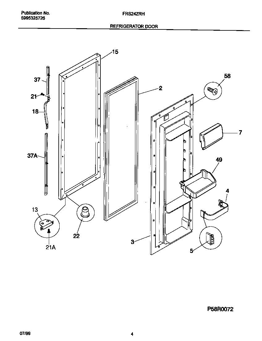 Frigidaire FRS24ZRHB2 refr door diagram