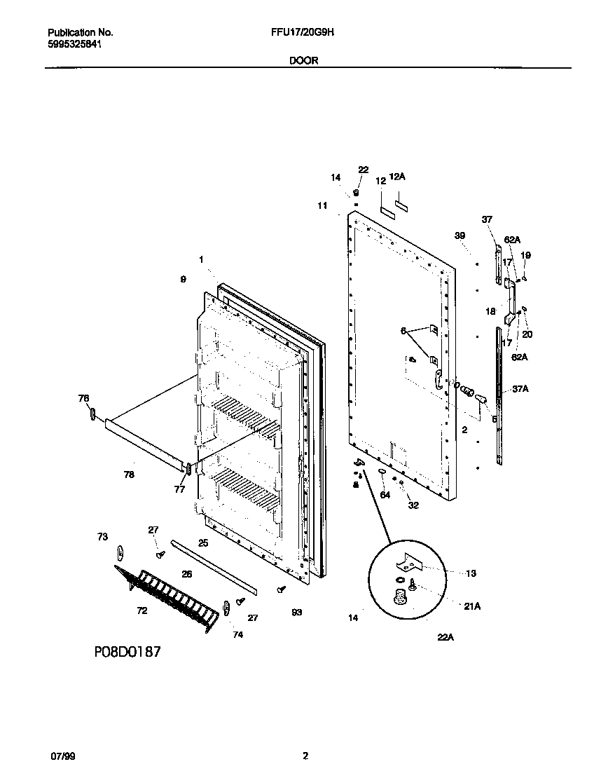 Frigidaire FFU20G9HW0 door diagram