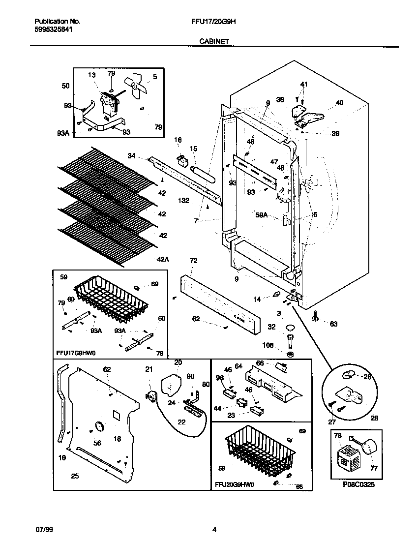 Frigidaire FFU20G9HW0 cabinet diagram