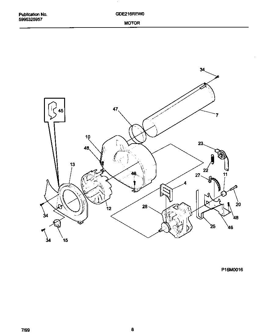 Gibson GDE216REW0 p16m0016 motor,blower diagram