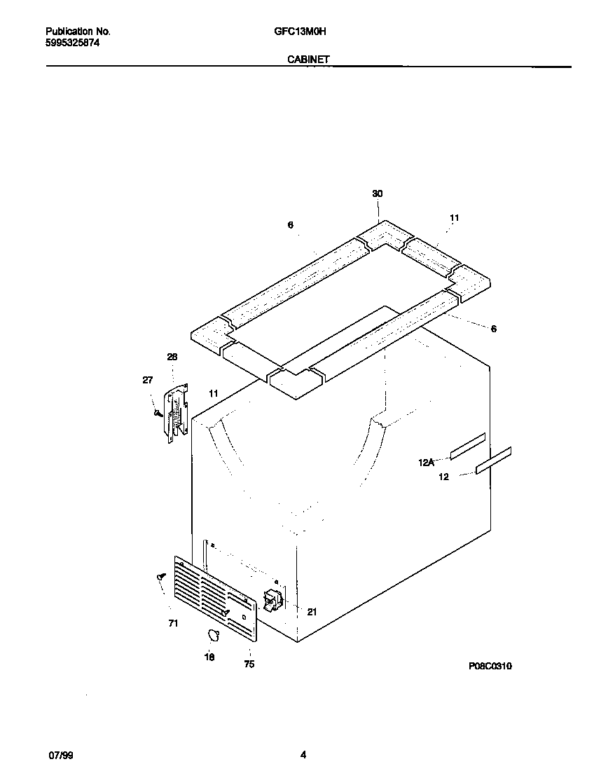 Gibson GFC13M0HW0 cabinet diagram