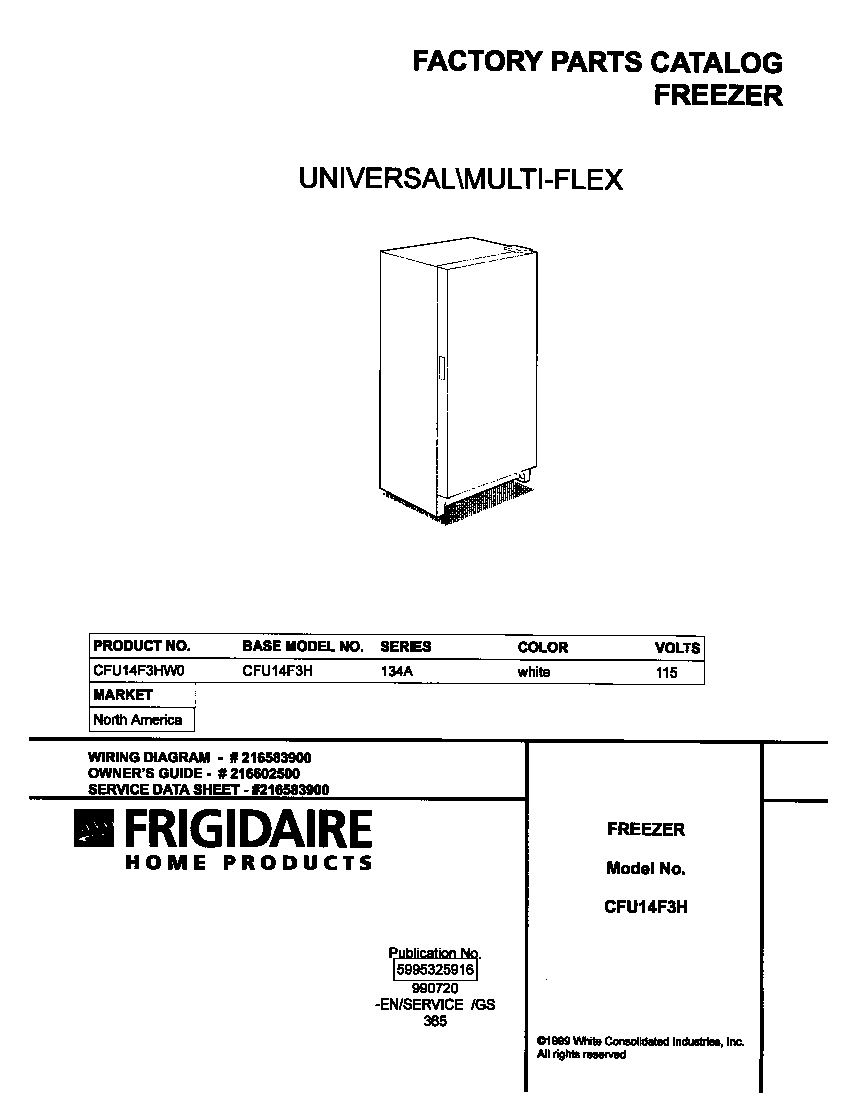 Universal/Multiflex (Frigidaire) CFU14F3HW0 cover diagram