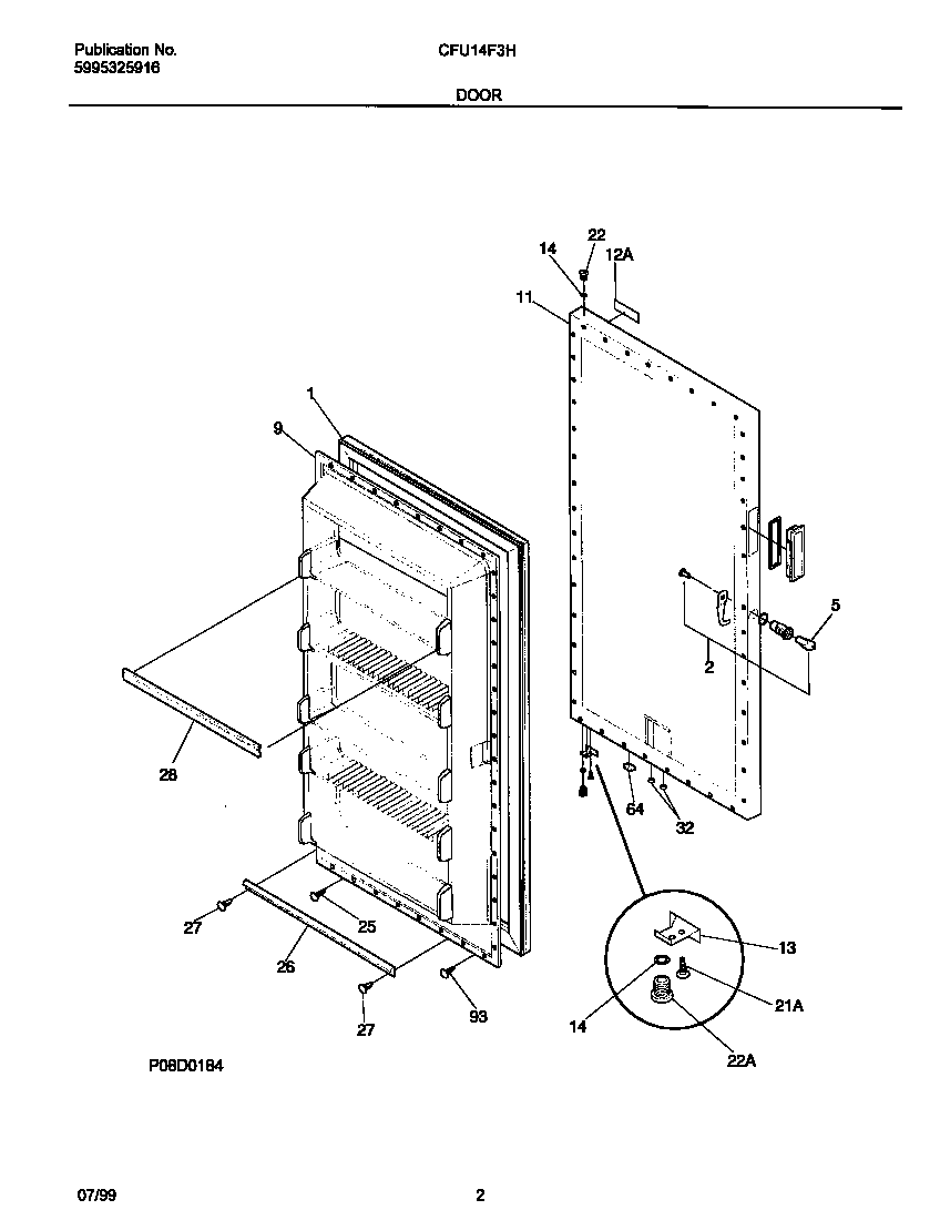 Universal/Multiflex (Frigidaire) CFU14F3HW0 door diagram