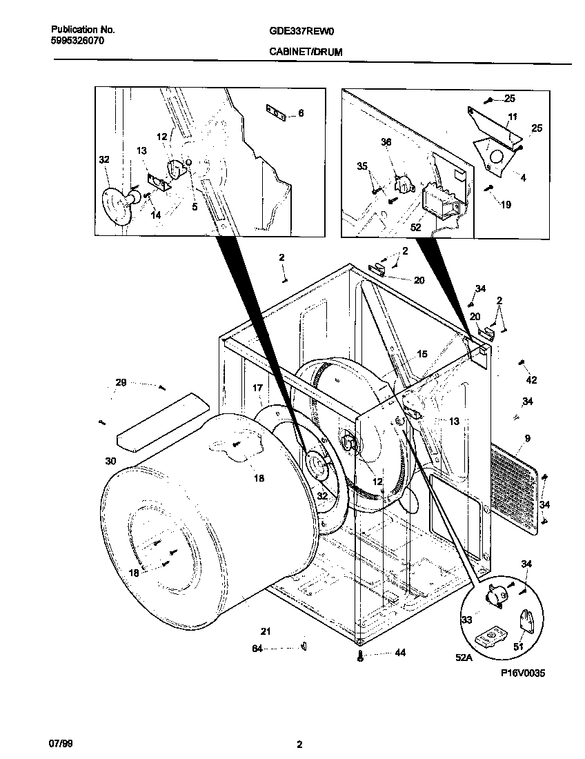 Frigidaire GDE337REW0 p16v0035 dry cab,heater diagram