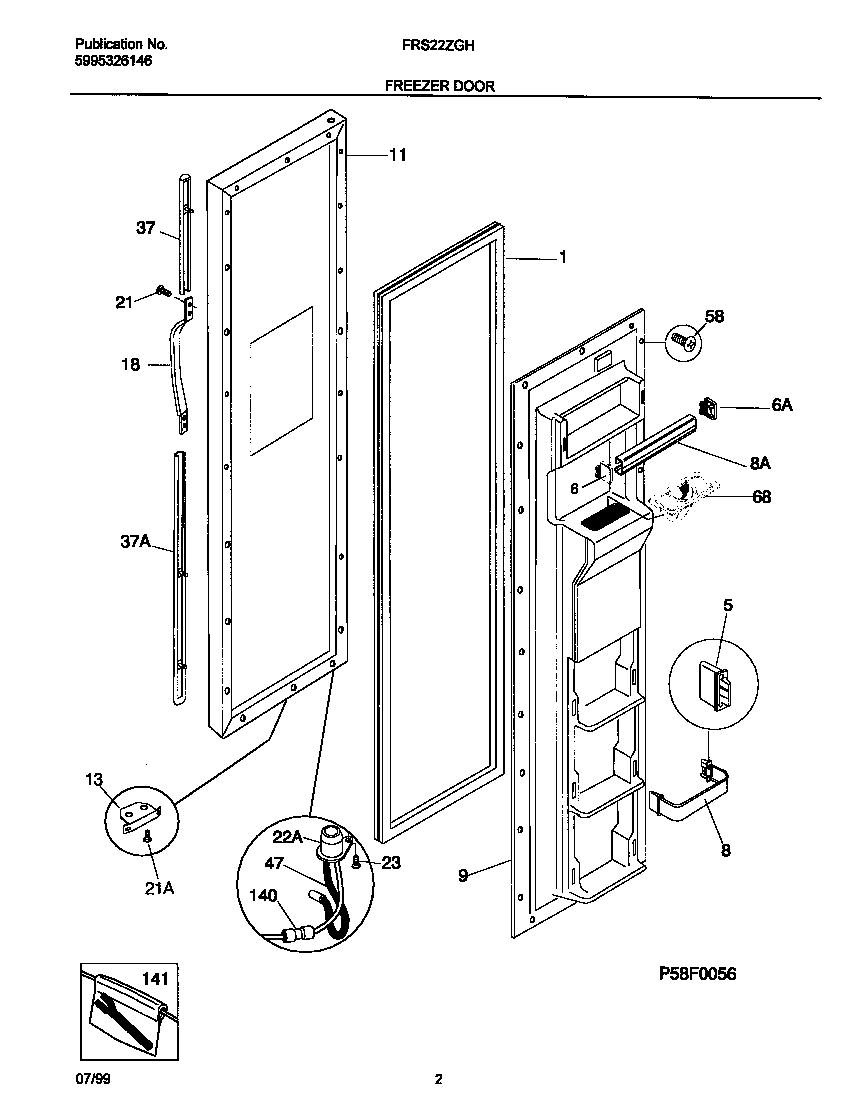 Frigidaire FRS22ZGHW1 frzr door diagram