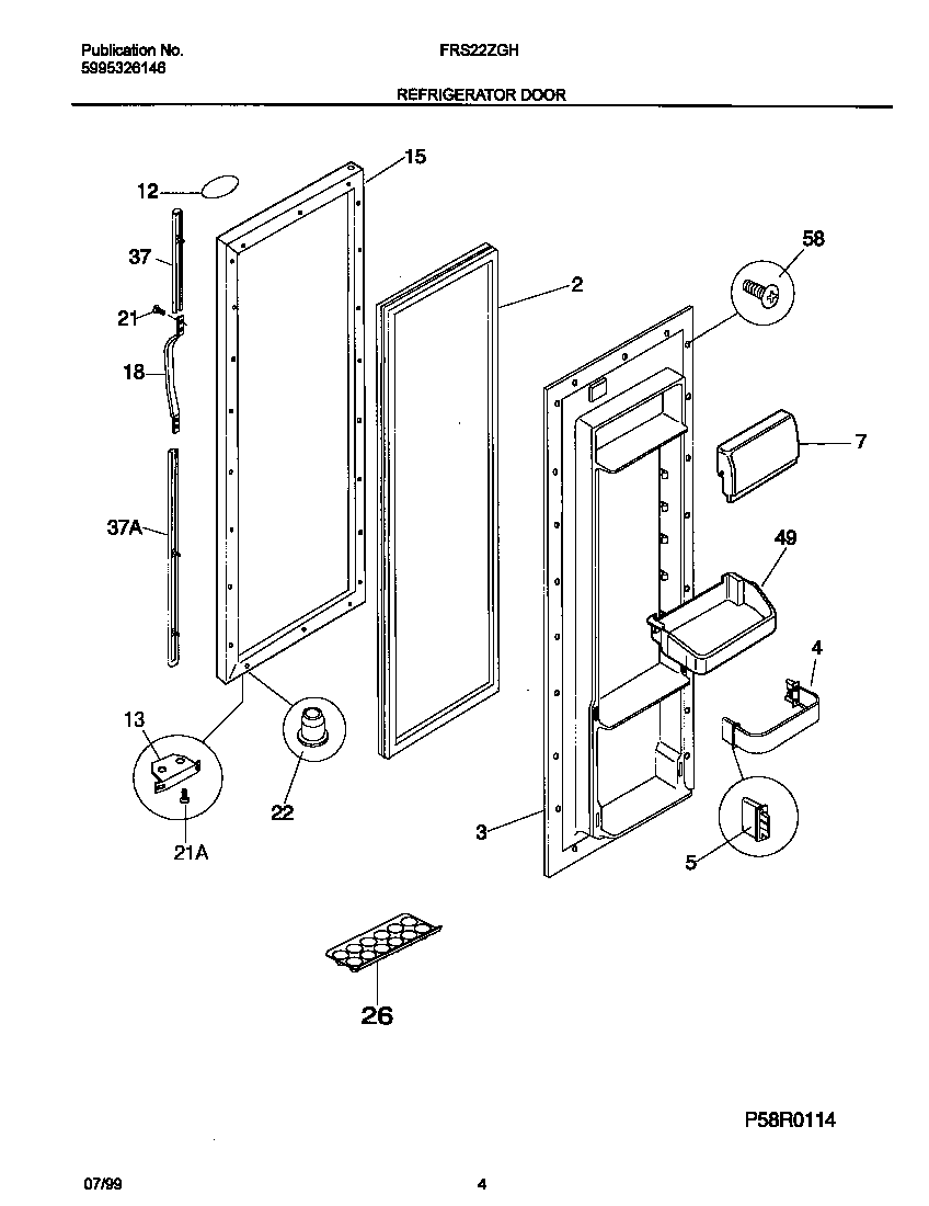 Frigidaire FRS22ZGHW1 refr door diagram