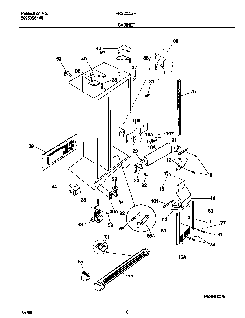 Frigidaire FRS22ZGHW1 cabinet diagram