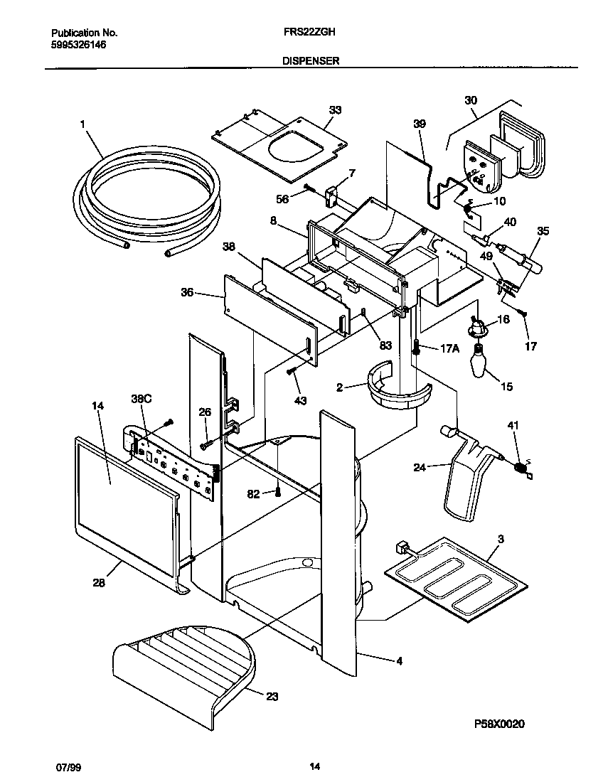 Frigidaire FRS22ZGHW1 ice dispenser diagram