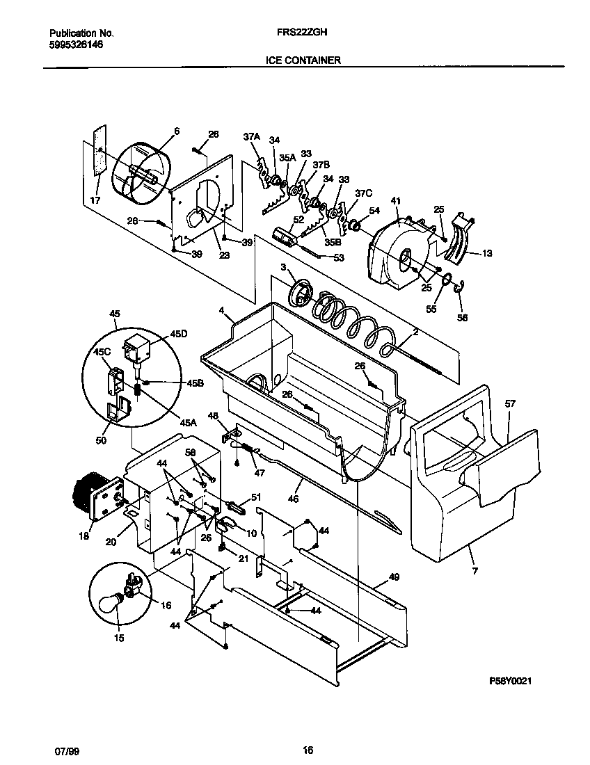 Frigidaire FRS22ZGHW1 ice container diagram
