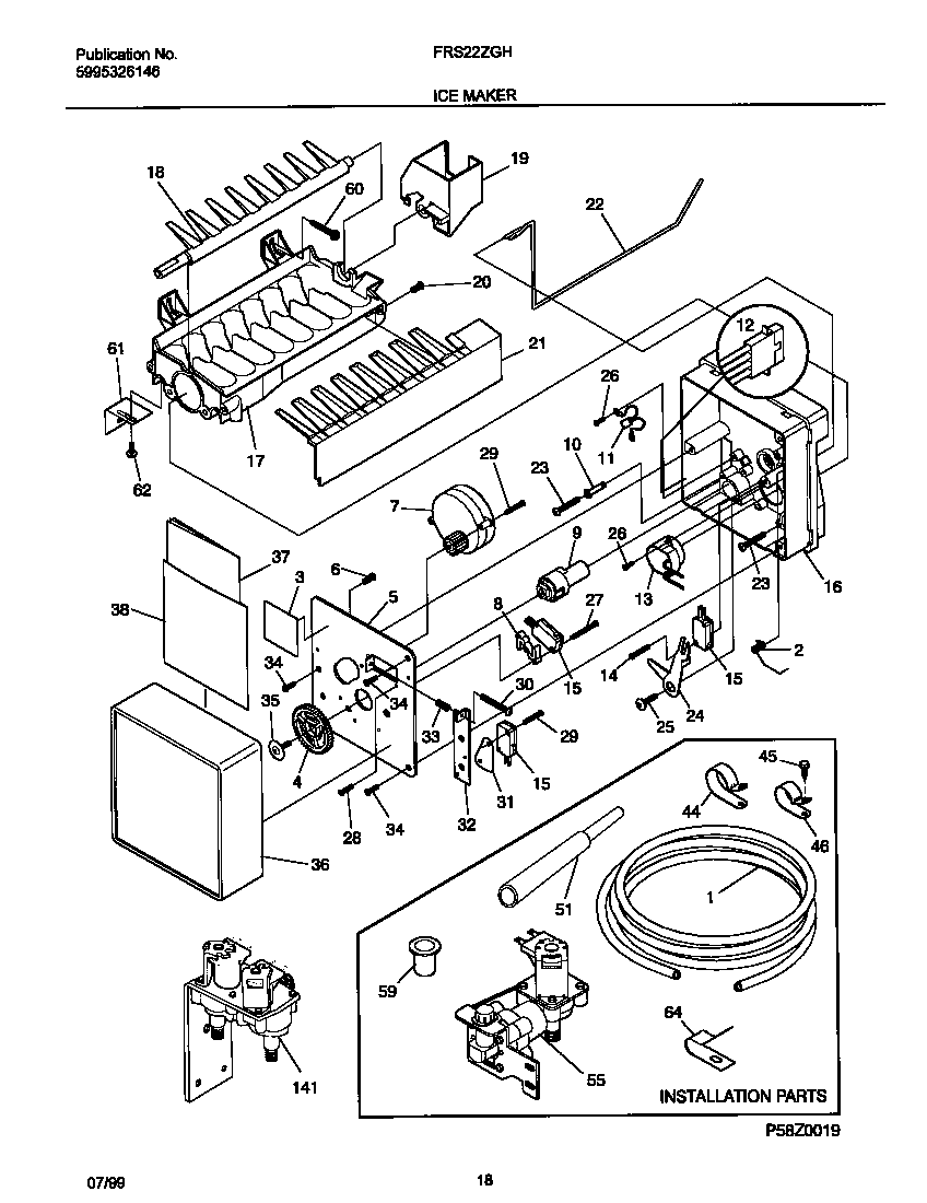 Frigidaire FRS22ZGHW1 ice maker diagram